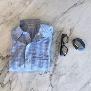 BROOKS BROTHERS BLUE & WHITE DRESS SHIRT SIZE 16.5